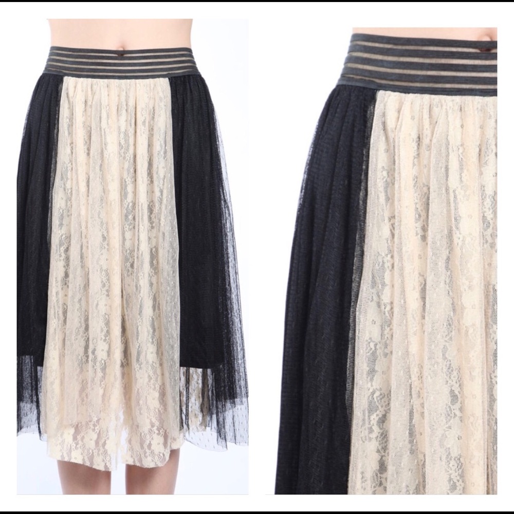 Final Sale Ryu New Cream/ Black Lace Tulle